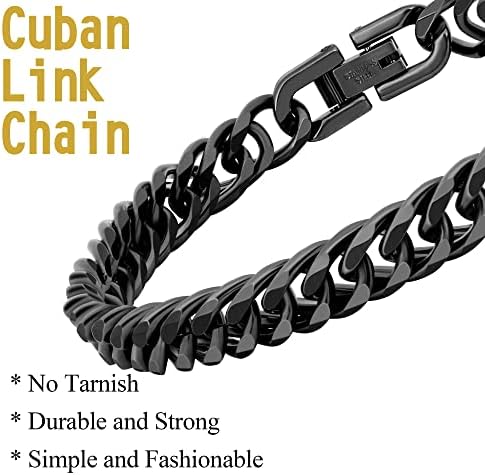 Aospkle Black Stainless Steel Cuban Link Bracelet For Men - 8MM Hip Hop Chain Gift For Dad, Brother, Boyfriend - View #2