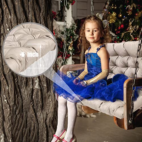 Sauqzoh Swing Replacement Cushions With Backrest, 2-3 Seater Waterproof Bench Pad Cushions, Thicken 4" Outdoor Swing Cushions, For Garden Patio Furniture Loveseat Bench Cushions (Khaki 60X40 Inch) #TOP3