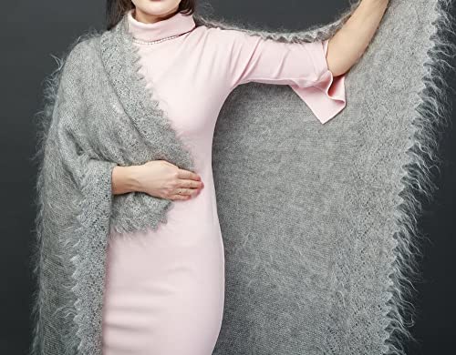 Orenburg Shawl Hand knit shawl, Gray, Russian shawl, Goat down shawl, Woolen wrap3