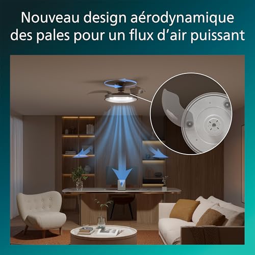 Ventilateur de plafond Philips Atlas Pales rétractables Diamètre 106 cm LED intégrée + télécommande - vue 4