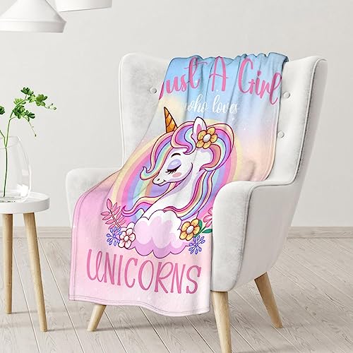 Unicorn Blanket Gifts - 60x80 Inches Cute Throw for Girls - Pink Soft Fuzzy Blankets for Bed, Couch & Living Room