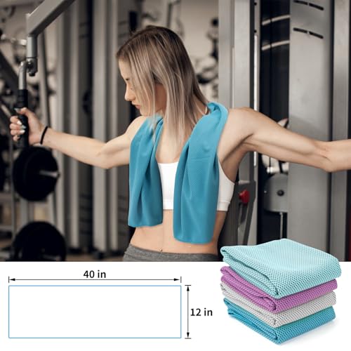 Image of YESLIFE 4-Pack Cooling Towels (40 inchx 12 inch), Cooling Neck Wraps, Ice Towel
