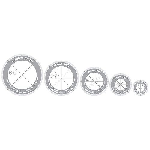 Creative Grids Círculos de regla de edredón (5 discos con agarres) Regla de edredón - CGRCRCL