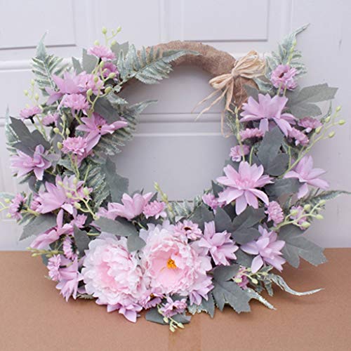 Couronnes de Noël pour Porte d'Entrée aux Fleurs de Dahlia et Pivoines pour Déco Toutes Saisons