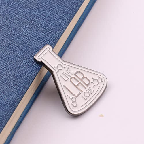 Image of Lab Brooch Conical Flask Pin Cartoon Scientist Beaker Gift