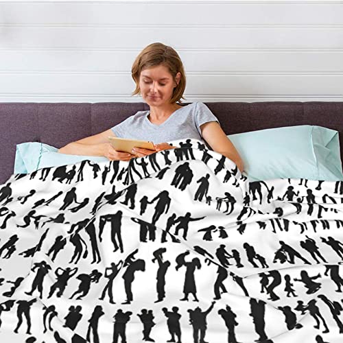 Couverture de canapé silhouette de famille double couche douce pour lit - 7