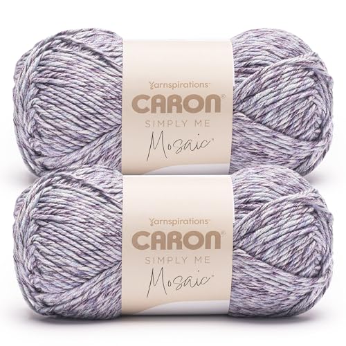 Image of Caron Simply Me Mosaic Yarn for Crocheting & Knitting, Purple Agate, 2-Pack | #5 Bulky Yarn, 62% Acrylic, 20% Nylon & 18% Wool, Multicolor Yarn for Crochet, Knitting and Crafts, 173yd, 140g /5oz per skein