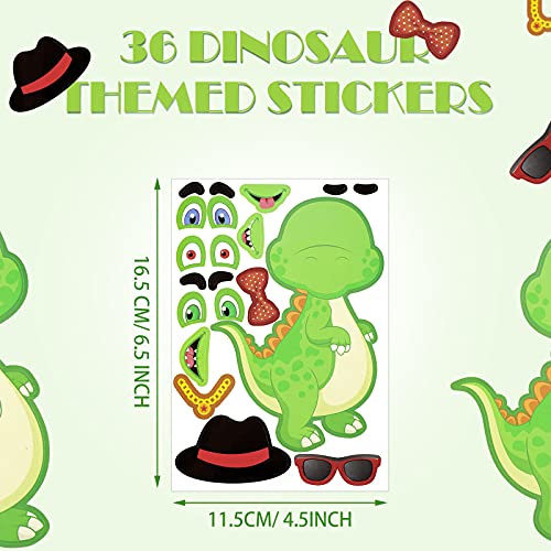 36 Sheets Make A Dinosaur Stickers Dinosaur Party Favors Make Your Own Dinosaur Sticker Cute Make A Face Dinosaur Stickers For Kids Diy Project Dinosaur Theme Birthday Party Favor (Cute Dinosaur) #TOP1