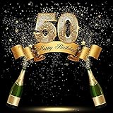 10x10ft Happy 50th Birthday Background 50 Years Old Party Decoration Photography Backdrop Abstract Shiny Stars Glitter Spots Banner Adult Man Woman Fifty Photo Studio Props 845