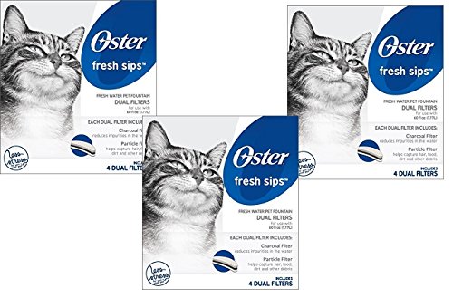 Oster Cat Fountain Filter Replacement for Fountain OSTCF55 (4 Pack), 62 oz