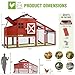 GUTINNEEN Chicken Coop with Wheels for 2-4 Chickens, Large Wooden Outdoor Hen House with Run, Waterproof & UV-Resistant Roof, Removable Leakproof Tray and Divided Nesting Box– Red