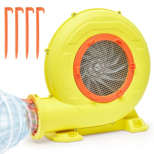 Image of Bounce House Blower, 1200W 1.61HP Powerful Air Blower with Great Heat Dissipation, Strong Wind Inflatable Blower for Bouncy Castle, Jumper, Water Slide, Bounce House, Leaf Blower Corded