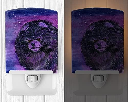 Caroline's Treasures SS8501CNL Starry Night Pomeranian Ceramic Night Light Compact, UL-Certified, Ideal for Bedroom, Bathroom, Nursery, Hallway, Kitchen, 6x4x3, Multicolor image 4