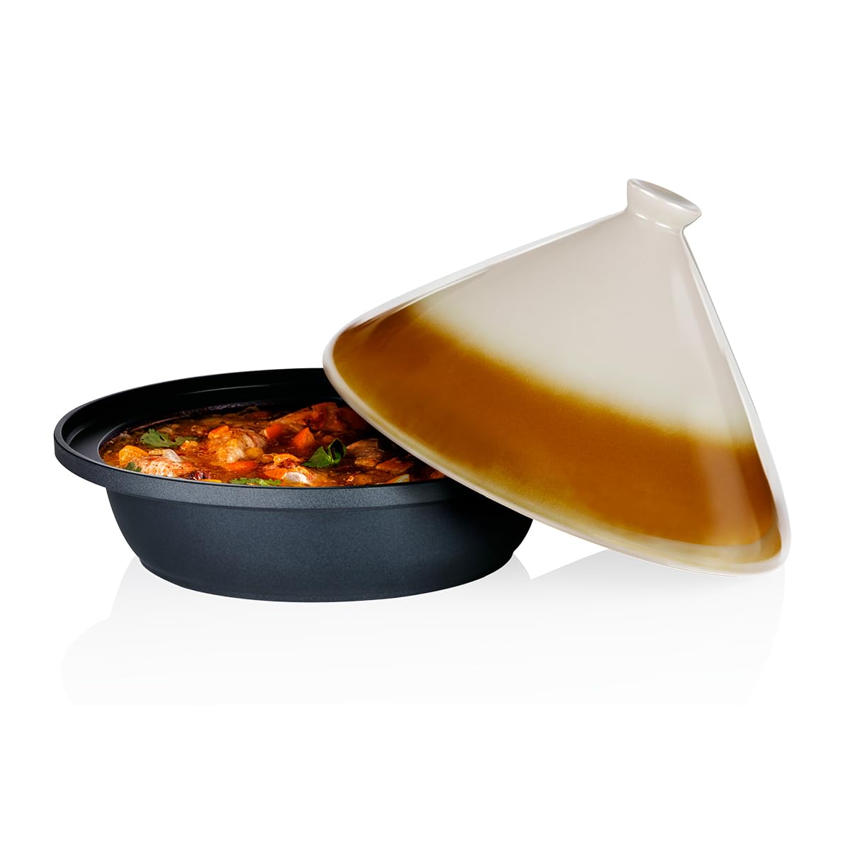 alpina Tajine 2,5L - Couscoussier Induction avec Couvercle Céramique Ø30cm - Casserole Tout Feux - Idéal pour Tajines et Couscous - Élégant et Durable, Noir