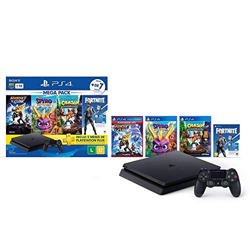 Console PlayStation 4 1TB Bundle Hits Family - Ratchet and Clank, Spyro Reignited Trilogy, Crash Ban