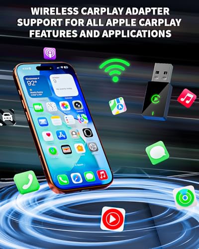 Image of Wireless CarPlay Adapter for Apple iPhone,Compact Design Car Play Adapter Convert Wired Apple CarPlay to Wireless with USB /USB C Port,Plug and Play,Fast and Stable Connection Compatible with iOS 10+