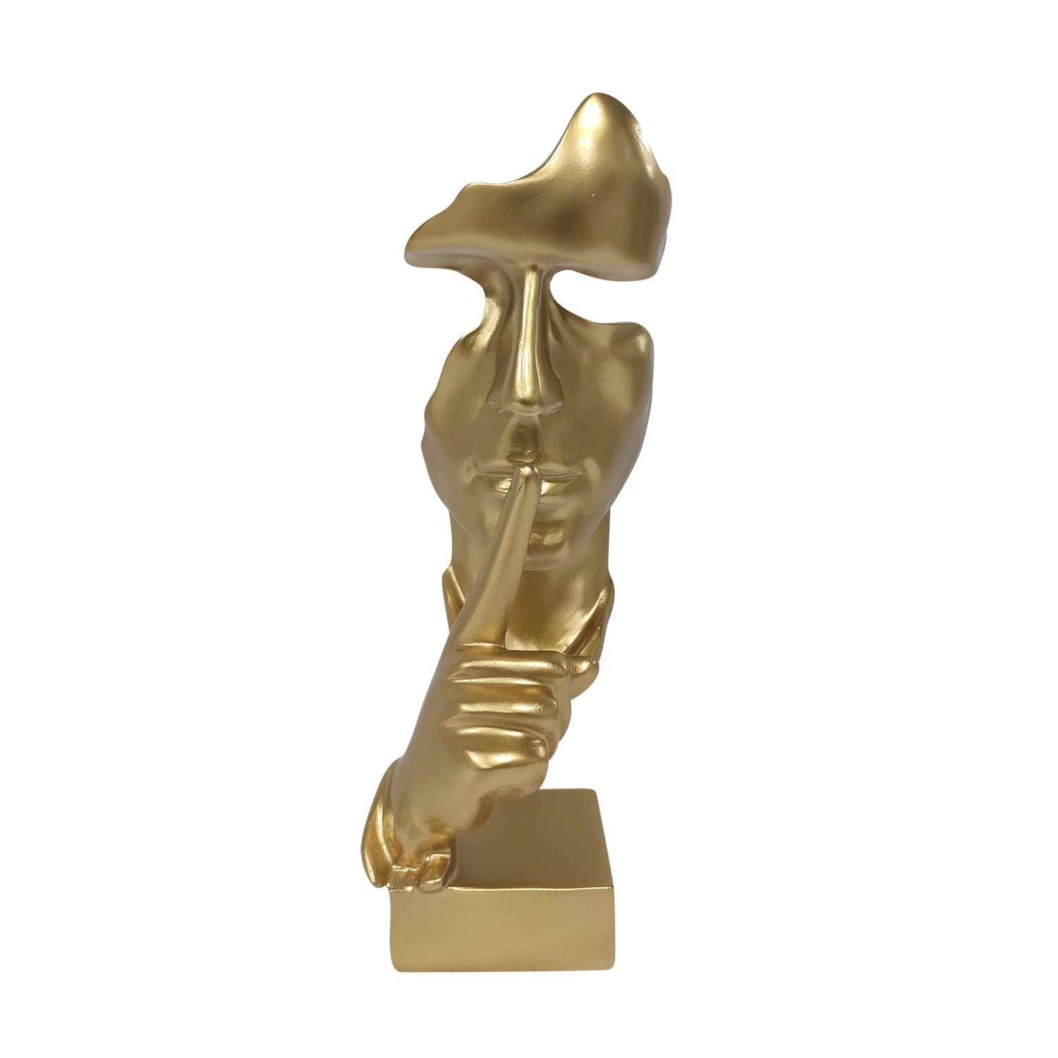 Modern and Creative Silence Thinker of Men Statue Great Abstract Decorative Figurine Sculpture Home and Living Room Decor Great for Office Or Desk (Gold)