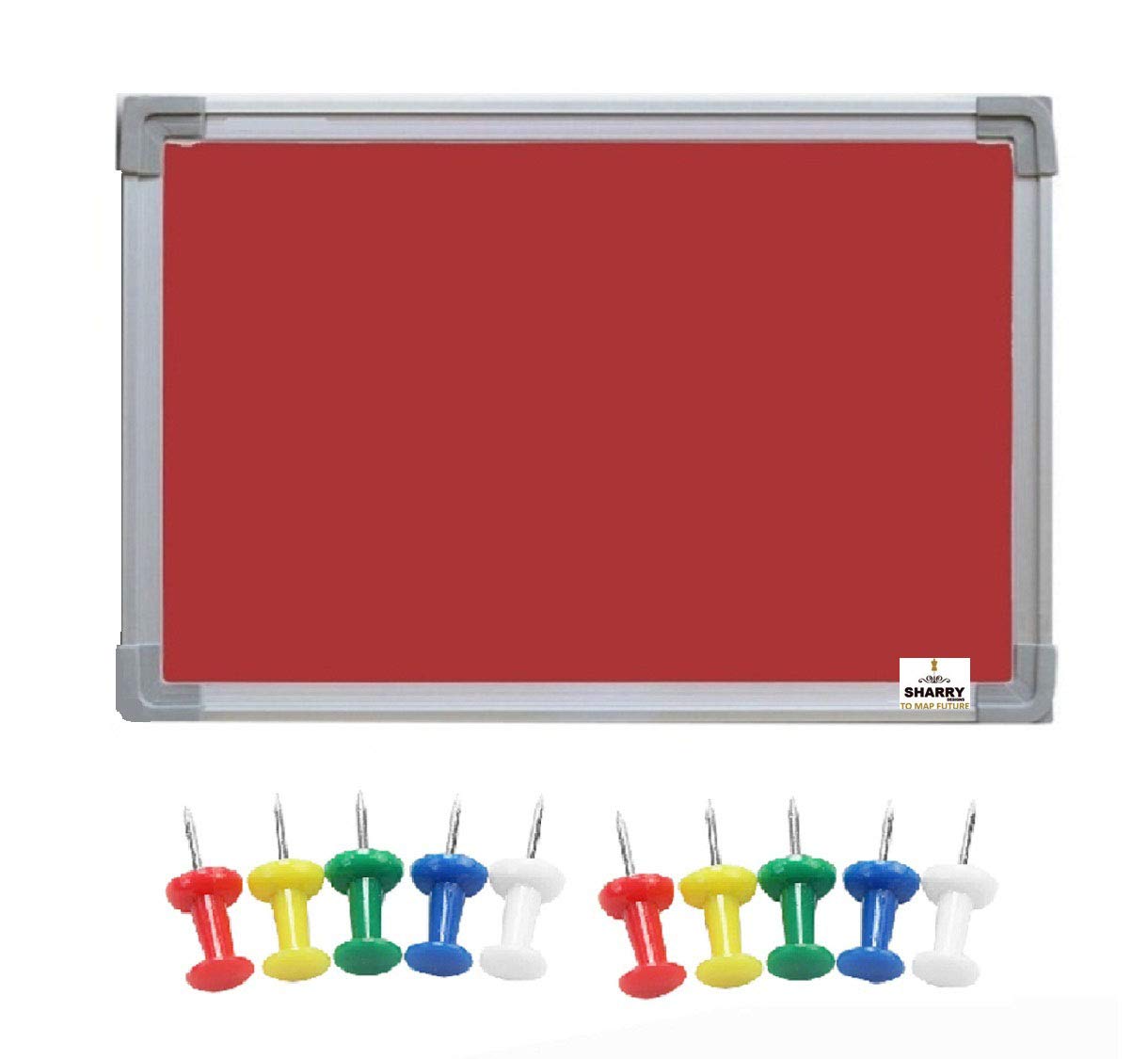 Sharry Designs Red Classic 1.5' x 1' Soft Pin-up Board with 10 Pins