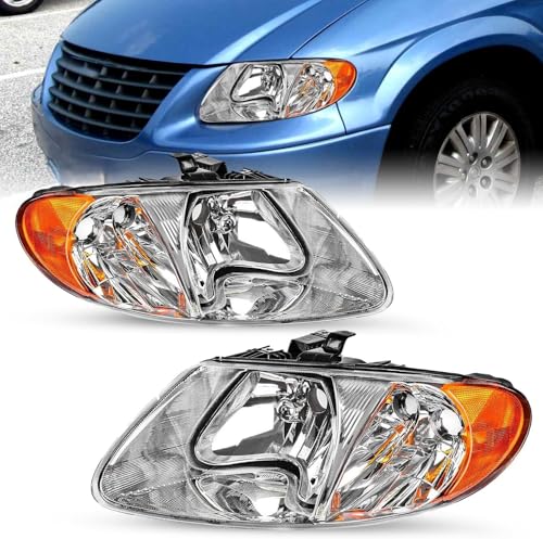 SOCKIR Headlight Assembly Fit for 2001-2007 Dodge Grand Caravan / 2001-2007 Chrysler Town and Country Halogen Headlamp Not for Long 119