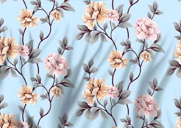 Image of DECOR2ADMIRE Premium Cotton Bedsheet Double King Size 60x100 Inches, 300 TC Soft Breathable Printed Bed Sheet with 1 Pillow Cover (Light Blue Floral, Single 60 inch x 90 inch)