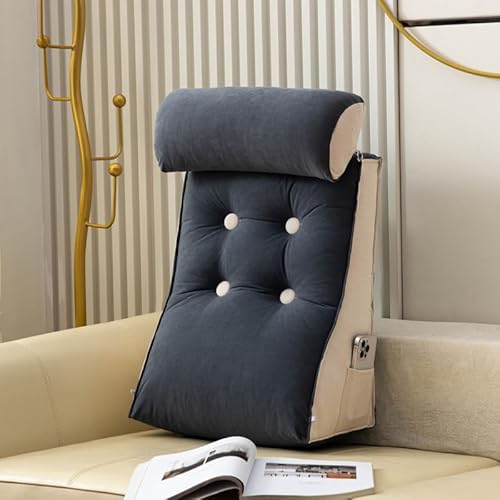 Juego de almohadas ergonómicas de cuña para sofá cama: cojín lumbar ajustable con reposacabezas | Respaldo de alineación de columna vertebral para leer, descansar, dormir (tamaño: 45 x 55 x 25 cm