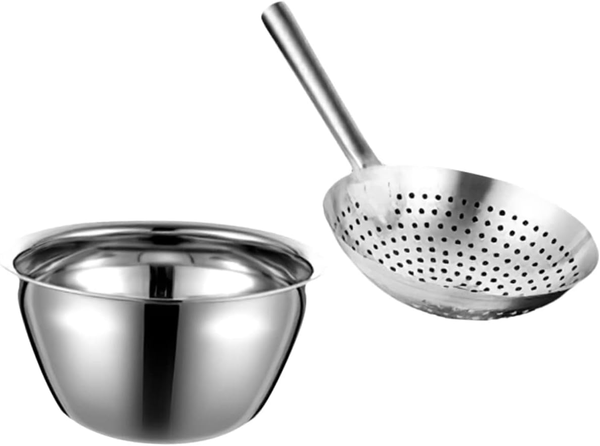 Cabilock 1set Colander Oil Drum Professional Oil Strainer Stainless Steel Container Daily Use Mesh Strainer Reusable Wear-resistant Kitchen Accessory