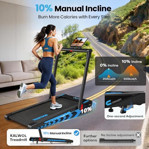Image of Treadmill with Speaker, 6-in-1 7.5MPH Foldable Treadmill for Home with App Compatible, Walking Pad with 10% Incline, LED Display, 3.0HP Brushless Drive, 350 LB Weight Capacity, 12 HIIT Programs
