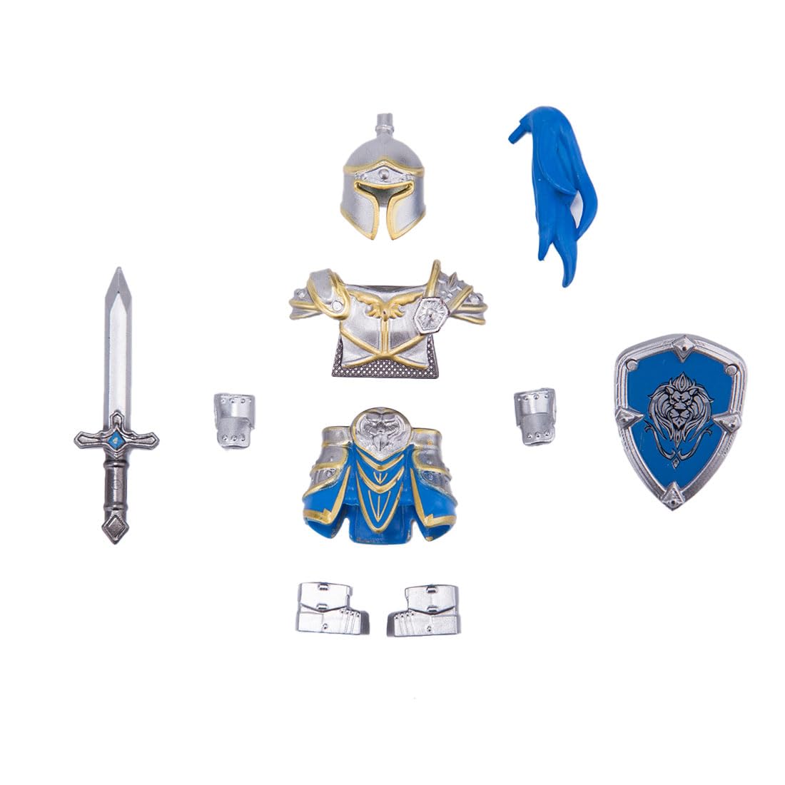 LOKLNEYK Military Weapons Set, 10PCS Medieval Knight Shield Guard Armor & Weapons Accessory Building Block Pack, Compatible Minifig Combat Gear for Custom Figures