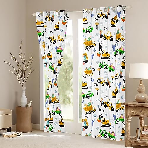 Homemissing Construction Vehicles Curtains for Bedroom Living Room Kids Equipment Trucks Blackout Curtains Boys Excavator Car Darkening Dreapes Construction Site Cars Window Treatments W46*L72 - Image 3