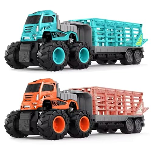 Image of Die cast Alloy 1:43 Animal Transport Truck Toys for Kids Boys Girls Friction Powered Car Carrier Container Toy Pull Back Vehicle Birthday Gift(Pack of 1,Multicolor)