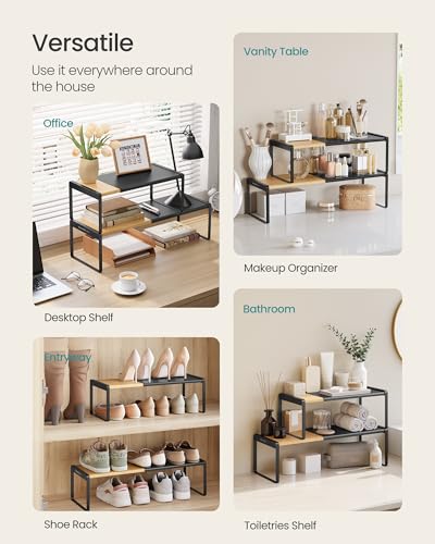 SONGMICS HOME Spice Rack, Expandable Cupboard Shelf Orgnizer,Bamboo - image 5