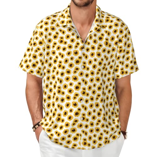 Chemise d'été confortable pour homme à manches courtes anti-chaleur imprimé tournesol