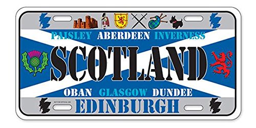 License Plate Country: SCOTLAND - Flag - (6"X12") Aluminium Embossed with Capital and Cities Names