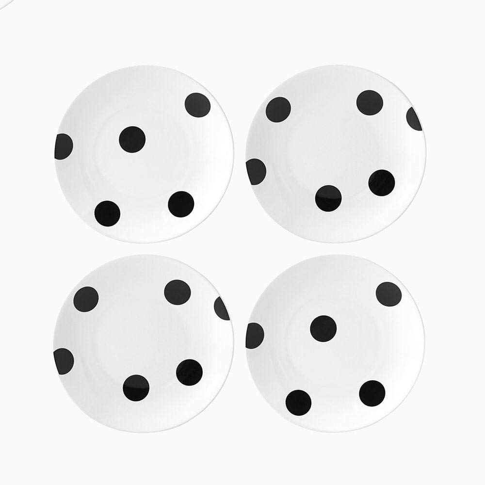 Kate Spade New York Deco Dot 4-Piece Tidbit Plate Set, 2.45 LB, White