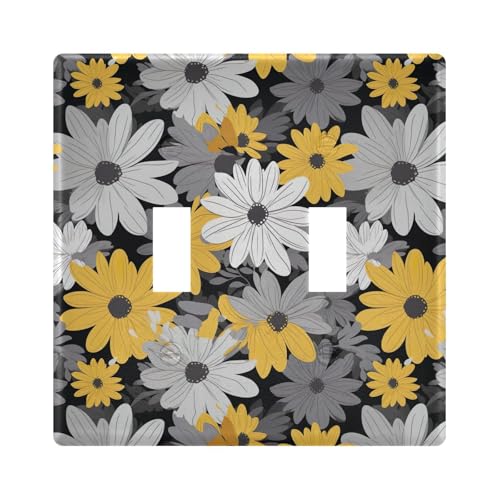 UMIRIKO Gray Yellow White Daisy Flower Light Switch Cover Plate Covers Decorative Double Toggle Home Decor 202b2590