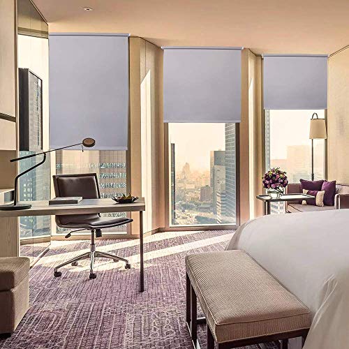Luckup 100% Blackout Waterproof Fabric Window Roller Shades Blind, Thermal Insulated,Uv Protection,For Bedrooms,Living Room,Bathroom,The Office, Easy To Install 40" W X 79" L(Grey) … #TOP3