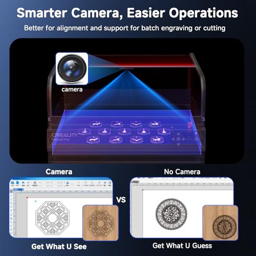 Image of Creality Falcon2 Pro S 22W Laser Engraver, 600mm /s High Speed Laser Cutter with Air Assist, Auto Focus Laser Module, Auto Fan, Camera Positioning,Safety Switch for Wood Metal Leather