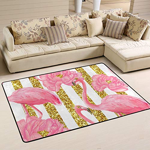 Tapis en velours doux flamant rose extensible lavable