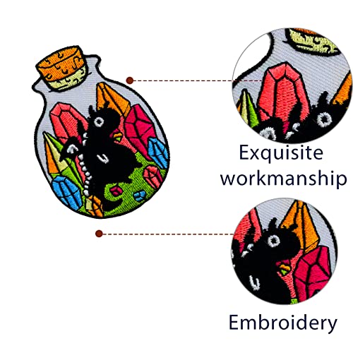 Wikineon Iron On Embroidered Patch, Cute Patch"Dragon In Bottle" - Embroidered Applique Badge Iron On/Sew On Diy Clothing Accessories, Perfect For Backpack, Clothes, Hats & Jeans #TOP2