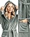 NY Threads Premium Womens Robe with Hood, Plush Fleece Long Bath Robe for Women, Fluffy Soft Women's Bathrobe, Medium, Steel Grey