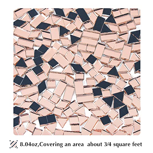 Youway Style Pink Mirror Mosaic Tiles For Crafts, 228G Real Disco Ball Mirror Tiles,4 Shapes Mini Mosaic Glass Pieces For Mirror Kit,Mirror Ornaments #TOP6