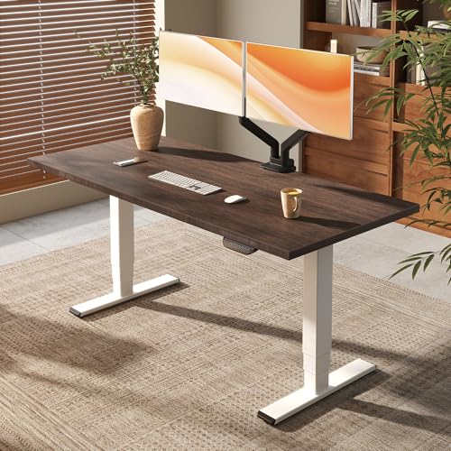 Image of FLEXISPOT E6 MAX Bamboo 72x30 Inch Dual Motor 3-Stage Heavy Duty Standing Desk, 330lbs Weight Capacity, Height Adjustable Desk w /Cable Management & Wheels (Solid Walnut Bamboo Desktop + White Frame)