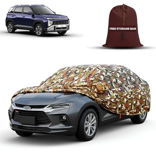 Image of MORNYRAY Car Cover for Hyundai Venue | Fully Waterproof Car Body Cover | with Mirror & Antenna Pocket | Dustproof, Windproof & Anti-Scratch Lining, Camouflage