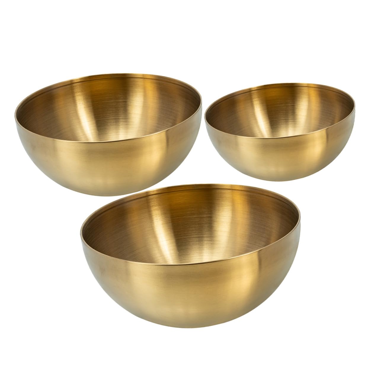 Lot de 3 saladiers en acier inoxydable doré pour cuisson conservation et service de table