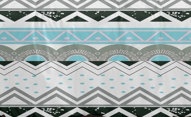 Image of DECOR2ADMIRE 300TC Premium Glace Cotton Printed Super King Size Double Bedsheet with Two Pillow Covers, 108 * 108 Inches or 9ft by 9ft or 275 cm x 275 cm (Teal White Zigzag)