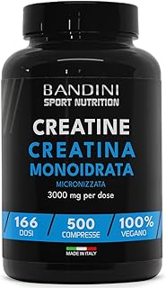 Bandini® Creatina Monoidrata Micronizzata 500 Compresse da 3000mg per dose - Integratore per Allenamento, Palestra e Pre Workout - 100% Vegan - A base di Creatine Monoidrato pura al 100%