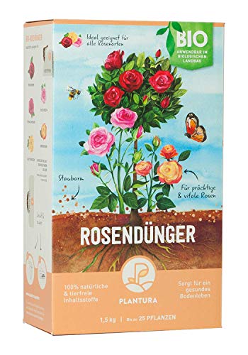 Plantura Bio Rosendünger mit 3 Monaten Langzeitwirkung, 1,5 kg, für prächtige Rosen in Beet & Topf, Bio-Qualität, gut für den Boden, unbedenklich für Haus- & Gartentiere