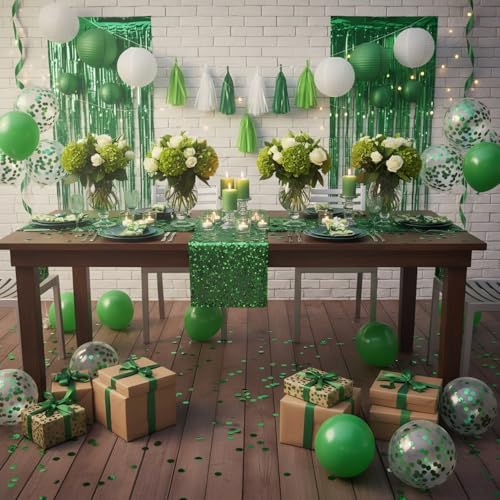 Image of Green Metallic Foil Confetti(0.59 inch) Round Dots Glitter Table Confetti for St.Patrick's Day Wedding Party Decorations,2.11 OZ per pack