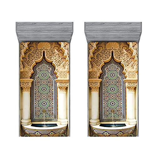 ABAKUHAUS marokkanisch 2er-Satz Spannbetttuch, Vintage Eastern Art, Soft Dekorativer Stoff Bettwäsche Rund-um Elastischer Gummizug, 90 cm x 200 cm, Elfenbein Hellbraun Blau