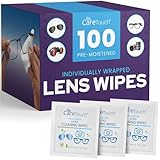 Care Touch Lens Wipes for Eyeglasses- 100 Count Individually Wrapped Pre- Moistened Wipes, 5 x 6 Inch- Camera Lens, Sunglasses and Glasses Cleaner,- Gentle and Portable for Cleaning of Optical Devices